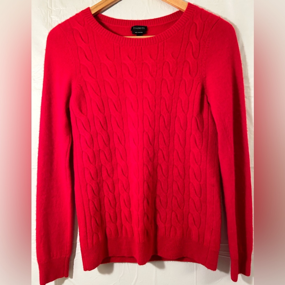 Talbots Women's Red Cable-Knit Sweater